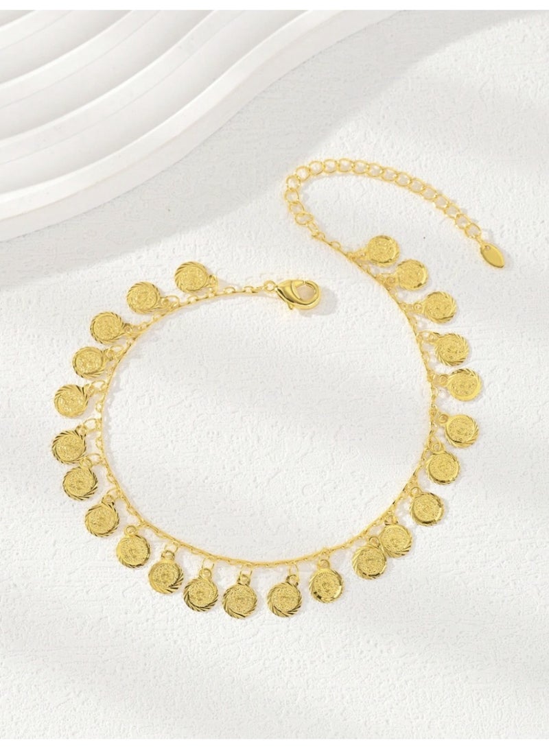 veya An Elegant 18K Gold Plated Stainless Steel Anklet With Minimal Drop-Shaped Beads - Image 3